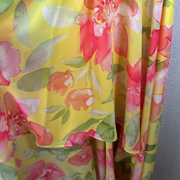 Eliza J Floral Halter Neck High Low Dress In Yellow - Picture 6 of 14